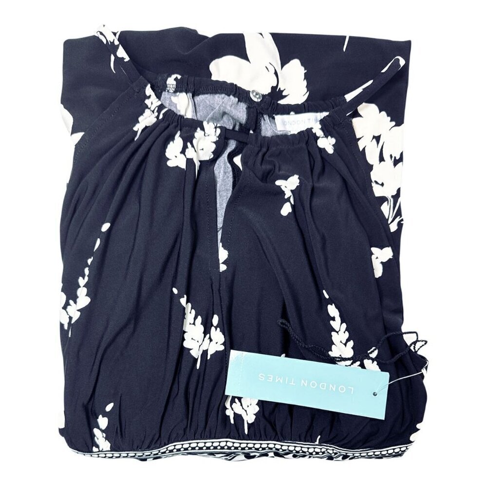 London Times Womens Black Floral Halter Sleeveless Morris Maxi Dress Sz 16 New - Picture 4 of 6